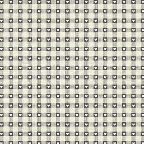 Tissu patchwork Makower - Carreaux et Coeurs Gris - Scandi