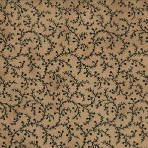 Tissu Moda Imprimé petites brindilles noires sur fond beige