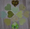 lot de 12 coeurs à appliquer tissu patchwork coloris vert