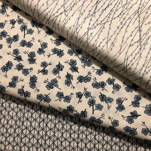 Tissu Moda Origami crème  – Lot de 3 coupons patchwork 24x55cm