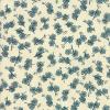 SOLDES - Tissu Moda Origami - petites fleurs turquoise sur fond crème