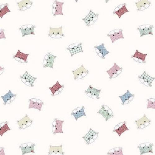 Tissu Patchwork Stof - Petites têtes de chats Pastelles