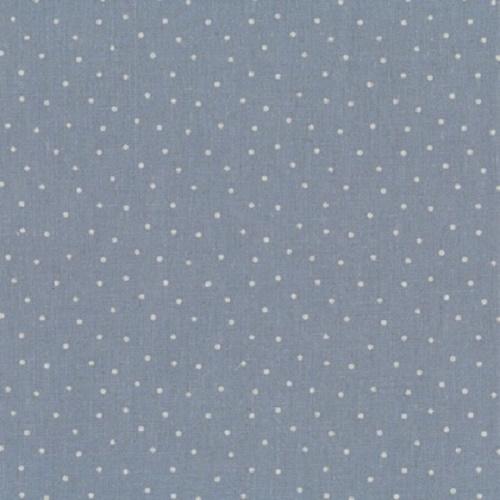 Tissu Lin - Petits Pois Ficelle fond Bleu clair - Collection Shabby Chic