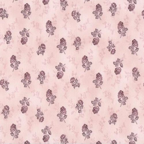 Fat de Tissu patchwork Stof - Roses Bordeaux sur fond rose pâle