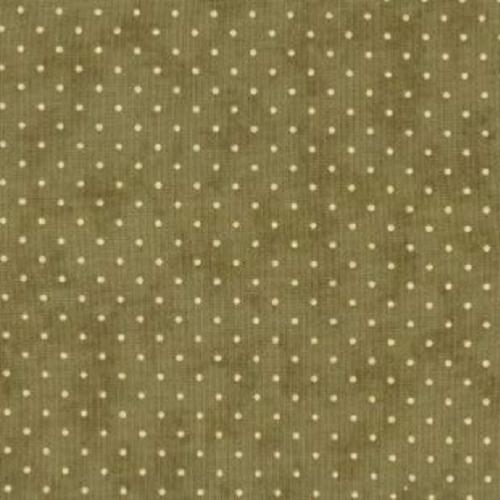 Tissu patchwork MODA petits pois écru sur fond vert olive