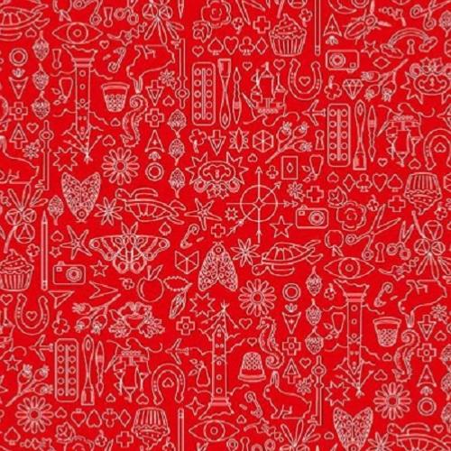 Tissu Makower Rouge - Sun Prints Hearts - Sunprints 2019
