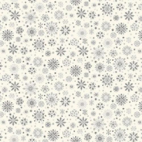 Tissu patchwork Makower - Flocons Gris et Argent - Scandi