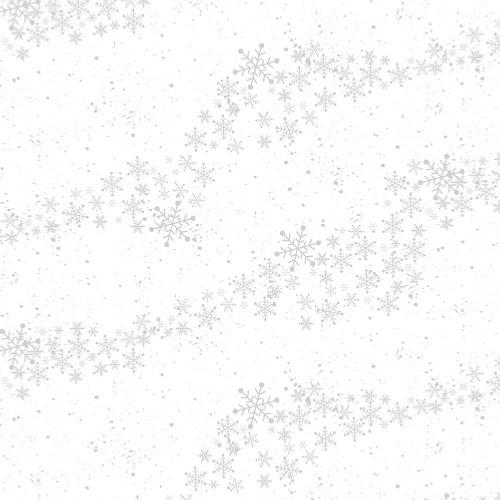 Tissu patchwork Noël - Petits Flocons argentés fond blanc - Amazing Stars
