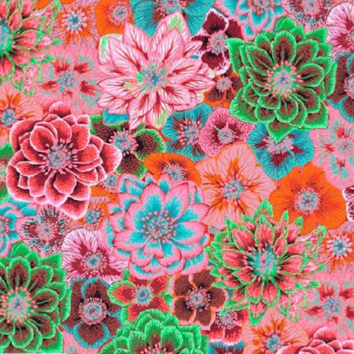 Tissu Kaffe Fassett - Hellebores roses - PJ118 PINK