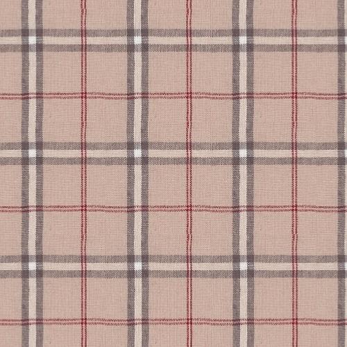 Tissu Lin shabby chic - écossais - rayures grises et rouges