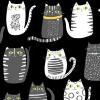 Tissu patchwork Chats gris et blancs - Quilting Treasures - Cat Fish Noir