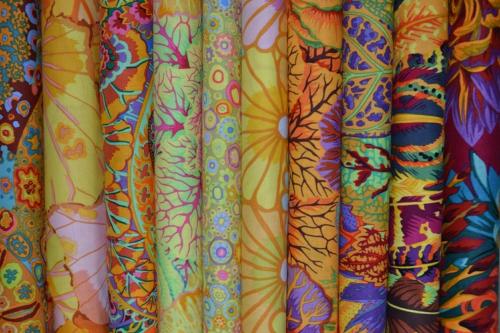 Lot de 10 coupons Patchwork Kaffe Fassett  oranges et jaunes - 24x55cm