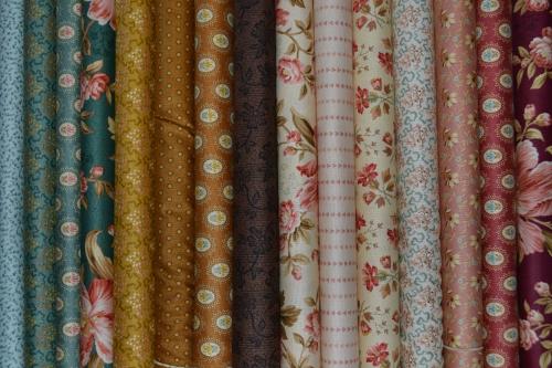 Lot De 5 Tissus Vintage En Coton - Motifs Rayés Et Fleurs, Coupons 41x51 Cm, Jamais Utilisés