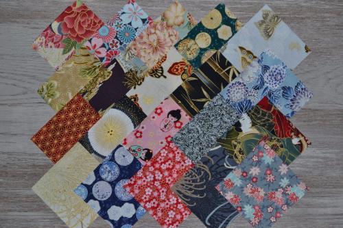 Lot de 20 Coupons de Tissus Patchwork Japonisants