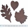 lot de 3 motifs thermocollants Feuilles et coeurs marron