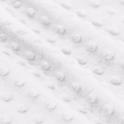  Tissu Minkee Pois Blanc / Doudou - X10cm