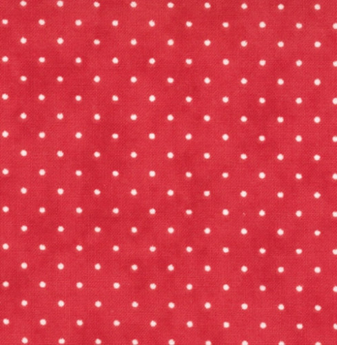 Tissu patchwork MODA petits pois blancs sur fond rouge