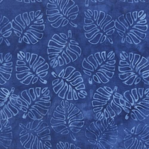  Tissu Patchwork Batik bleu - Feuilles