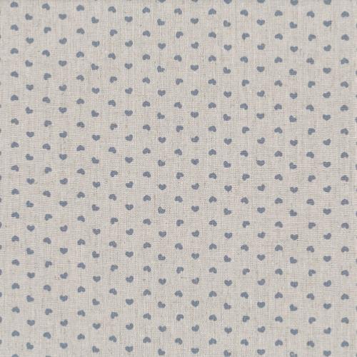 Tissu Lin - Petits Coeurs Bleu clair - Collection Shabby Chic